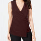 Alfani Women's Asymmetrical Wrap Top Brown Size L
