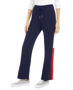 Tommy Hilfiger Women's Sport Vented Colorblocked Track Pants Blue Size Medium