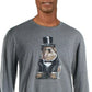 Club Room Men's Bulldog Tuxedo Graphic Crewneck T-Shirt Gray Size XX-Large