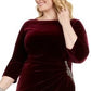 Alex Evenings Women's Embellished Zippered 3/4 Sleeve Jewel Neck Knee Length Sheath Formal Dress  Wine  Size 22W