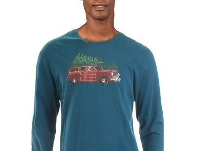 Club Room Men's Woodie Wagon Holiday Party T-Shirt Green Size XX-Large