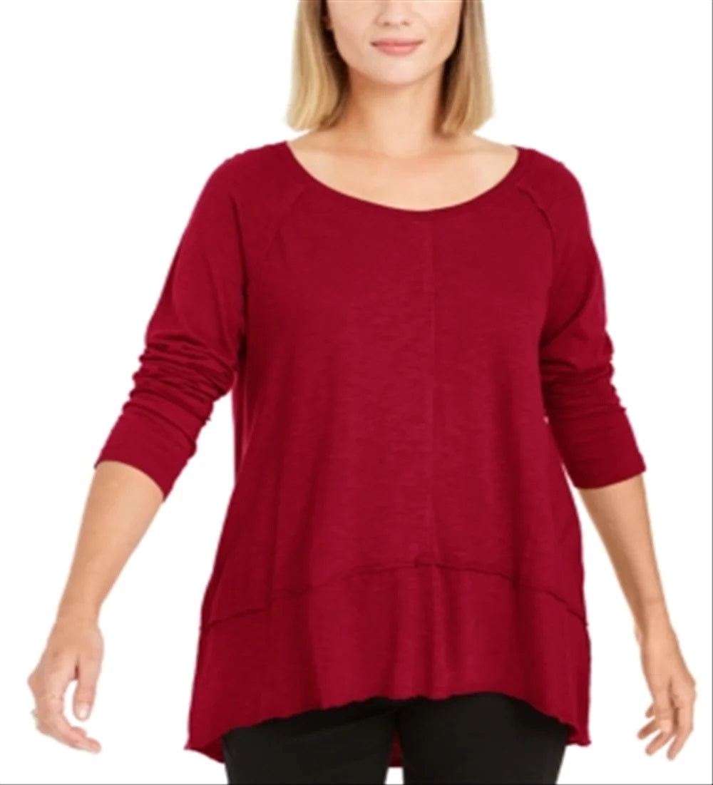 Style & Co Women's Petite SeaHigh-Low Top Red Size Petite XL