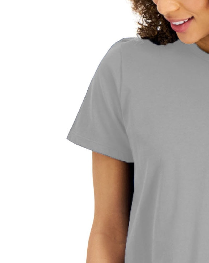 Style & Co Women's Cotton Crew-Neck T-Shirt Gray Size X-Large