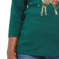 Karen Scott Women's Deer Decor Scoop Neck Top  Green Size PSM