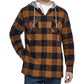 Weatherproof Vintage Men's Plaid Sherpa Lined Shirt Jacket With Hood Brown Size XL