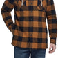 Weatherproof Vintage Men's Plaid Sherpa Lined Shirt Jacket With Hood Brown Size XL