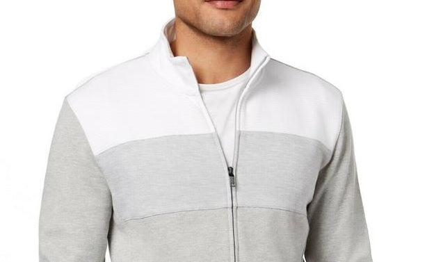Alfani Men's Colorblocked Full Zip Jacket Gray Size XX-Large