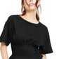 Crave Fame Junior's Smocked Waist Top Black Size X-Large