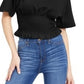 Crave Fame Junior's Smocked Waist Top Black Size X-Large