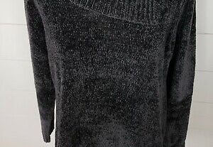 Karen Scott Women's Envelope Neck Chenille Sweater Grey Size P/SM