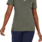 Karen Scott Women's Cotton Lattice Trim Top Green Size X-Small