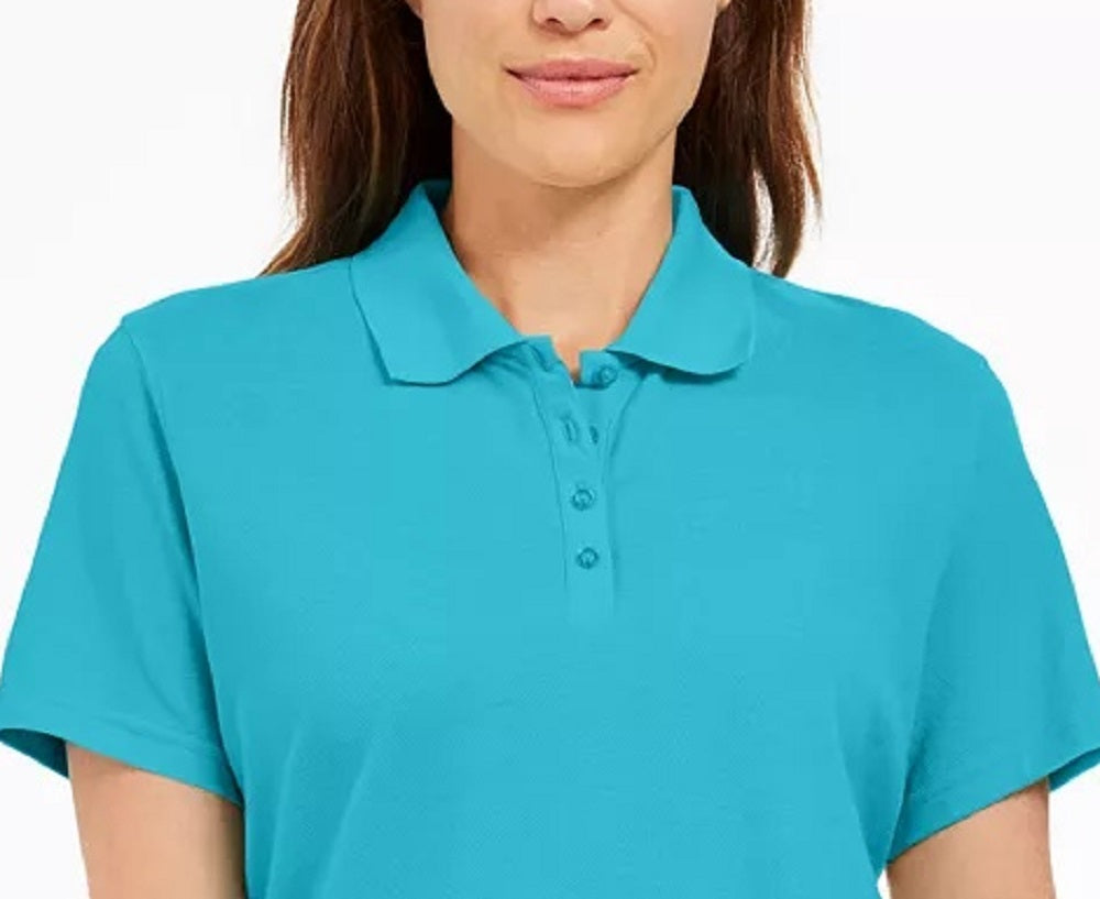 Karen Scott Women's Cotton Polo Top Blue Size Medium