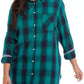 Tommy Hilfiger Women's Plus Size Plaid Shirt Green Size 3X