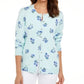 Karen Scott Women's Floral Print Cardigan Blue Size S