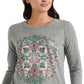 Lucky Brand Women's Mandala 3/4-Sleeve T-Shirt Gray Size XL