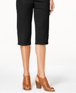 Style & Co Women's Snap Button Capri Pants Black Size 4