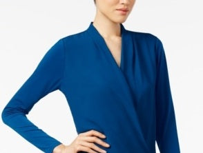 Alfani Women's Surplice Top Blue Size Petite L