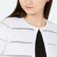 Calvin Klein Women's Ribbed Short Sleeve Open Cardigan Sweater White Size Medium