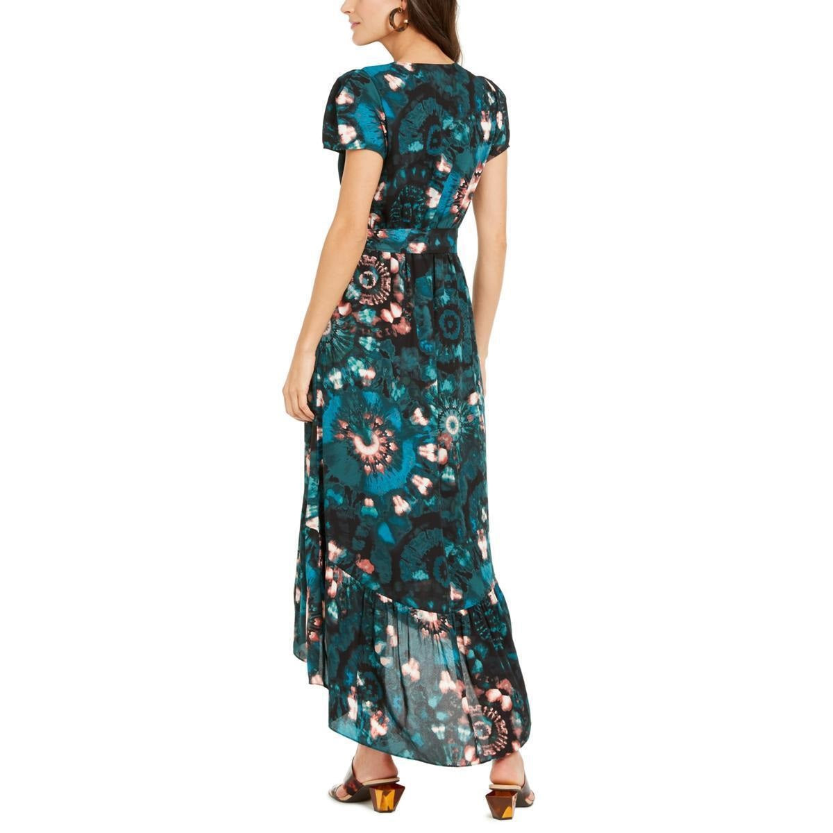 INC International Concepts Women's Puff Sleeve High Low Dress Green Size 6