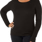 Splendid Women's Rib Classic Long Sleeve Crew Neck Tee Black Size X-Small
