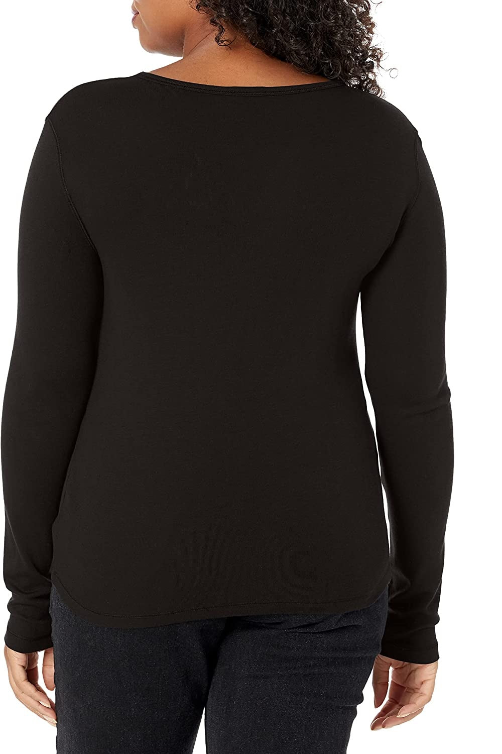 Splendid Women's Rib Classic Long Sleeve Crew Neck Tee Black Size X-Small