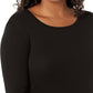 Splendid Women's Rib Classic Long Sleeve Crew Neck Tee Black Size X-Small