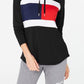 Tommy Hilfiger Womens Color Block Long Sleeve Hoodie Top Black Size Large