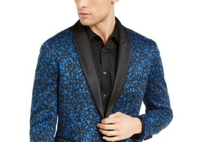 INC International Concepts Men's Metallic Slim Fit Sportcoat Blue Size XXB