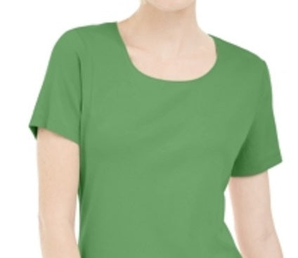 Karen Scott Women's Short Sleeve Scoop Neck Top Green Size X-Small