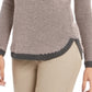 Charter Club Women's Ribbed Patterned Long Sleeve Jewel Neck Sweater Gray Size Large