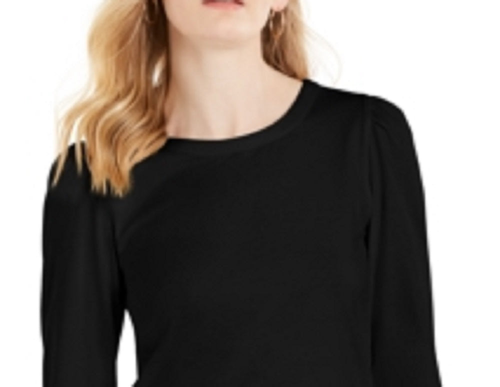 Charter Club Women's Supima Puff Sleeve Top Black Size Medium