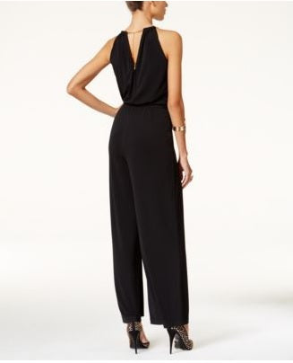 Thalia Sodi Women's Chain Neck Jumpsuit Black  Size XXL