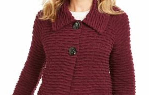 JM Collection Women's Holiday Party Textured Sweater Jacket Purple Size Small