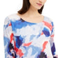 Alfani Women's Blouse Super Tunic Blooms Blue Size Petite Medium