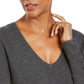 JM Collection Women's Sweater Long Sleeve V Neck Pullover Gray Size XX-Large