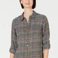 Charter Club Women's Houndstooth Long Sleeve Button Up Top Black Size Petite Small
