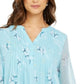 Charter Club Women's Double Ruffle Printed Pintuck Top Blue Size XX-Large