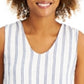 Style & Co Women's Striped Blouse Tank Top White Size Large