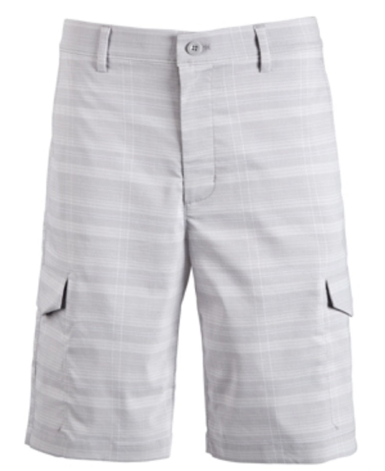 Attack Life Men's Fairway Cargo Golf Shorts Plaid Stretch Gray Size 30