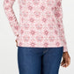 Karen Scott Women's 3/4 Sleeve Printed Henley Pink Size XX-Large
