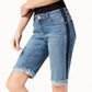 INC International Concepts Women's Contrast Trim Cuffed Denim Shorts Blue Size 2 Petite