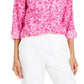 Charter Club Women's Linen Printed Blouse Pink Size X-Large