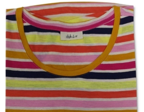 Style & Co Women's Cotton Printed T-Shirt stripe Brown Size Medium