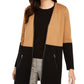 Charter Club Women's Milano Cotton Colorblocked Cardigan Brown Size Large
