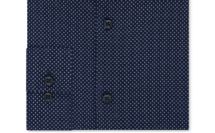 Michael Kors Men's Stretch Moisture Wicking Double Dash Print Dress Shirt Blue Size XL