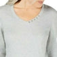Karen Scott Women's Grommet Neck Cotton Top Gery Size X-Small