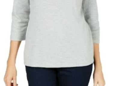 Karen Scott Women's Grommet Neck Cotton Top Gery Size X-Small