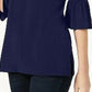 JM Collection Women's Ring Detailed Cutout Ruffle Sleeved Top Blue Size X-Small
