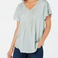 Style & Co Women's Textured Flutter Sleeve Top Green Size Small