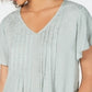 Style & Co Women's Textured Flutter Sleeve Top Green Size Small